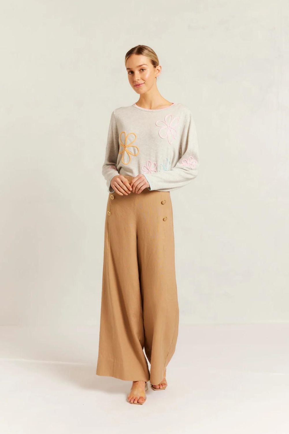 Alessandra | Atlas Linen Pant | Latte