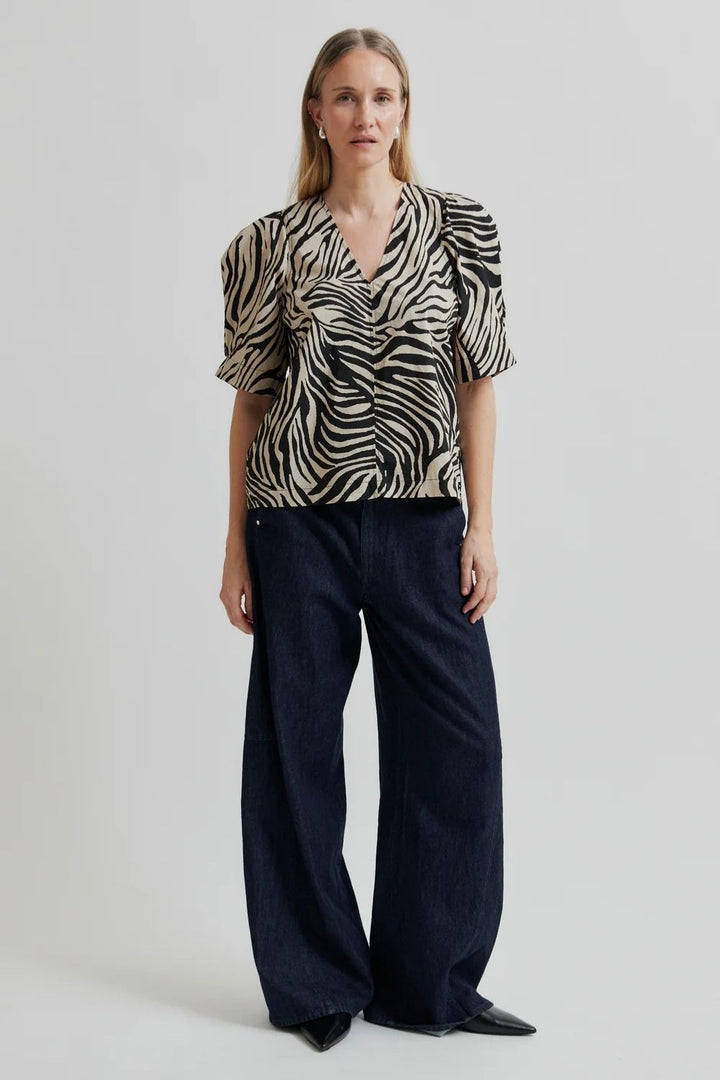 Second Female | Pranni Animal Print Blouse | Black