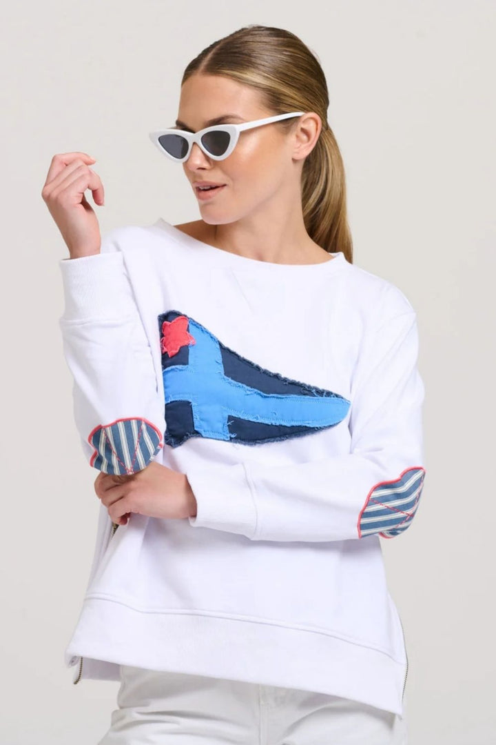 Shirty | Classic Zipside Navel Flag | White / Navy - Dutch Hideout