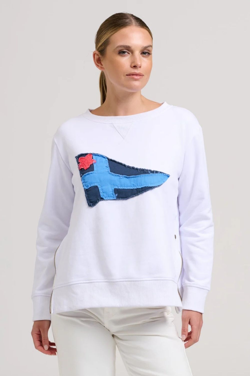 Shirty | Classic Zipside Navel Flag | White / Navy - Dutch Hideout