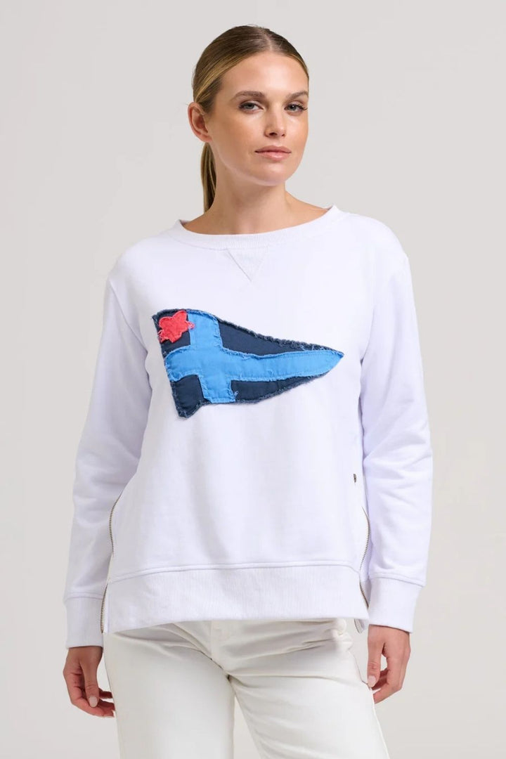 Shirty | Classic Zipside Navel Flag | White / Navy - Dutch Hideout