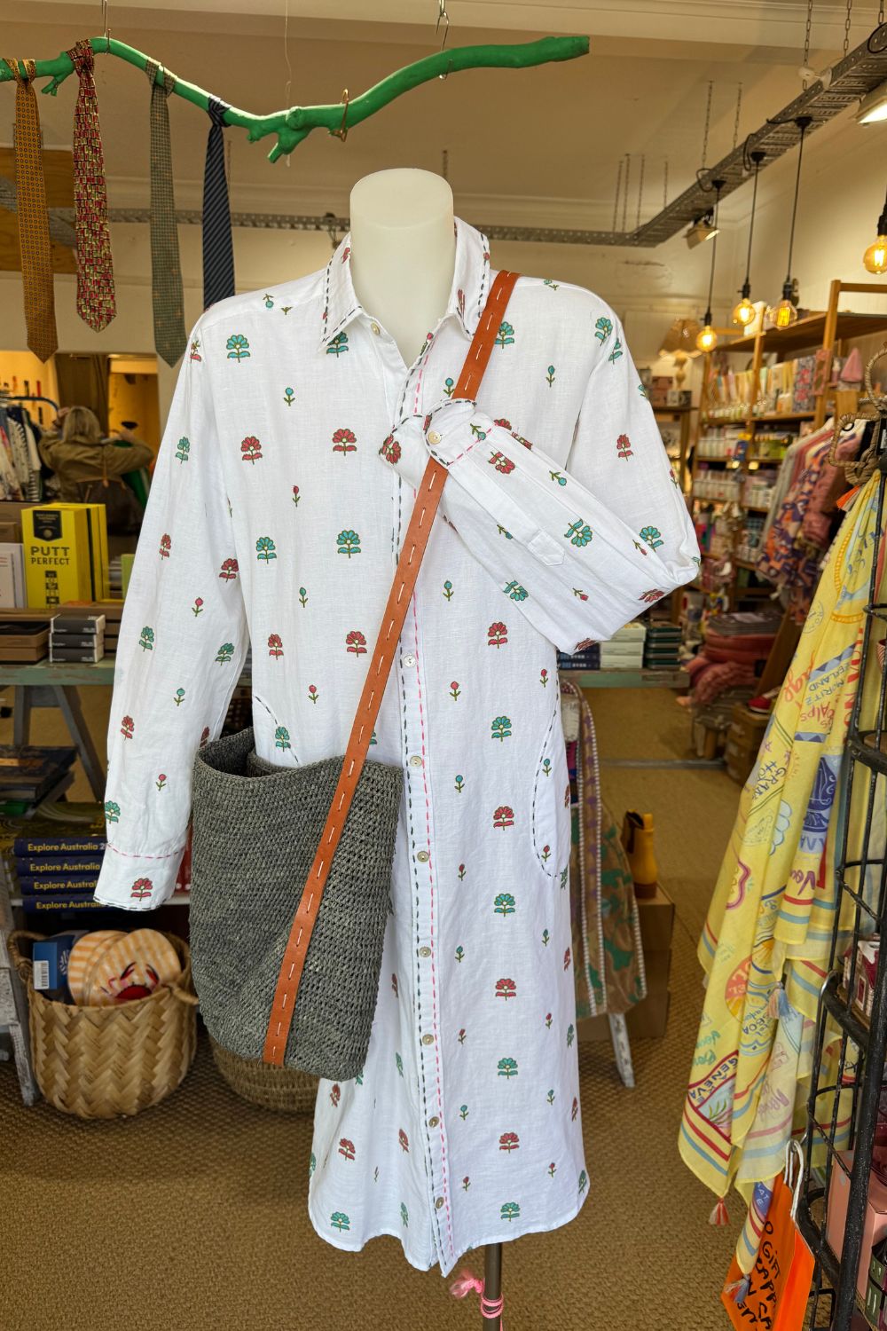 Mandalay Designs | Ditsy Flower Embroidered Shirtdress | White