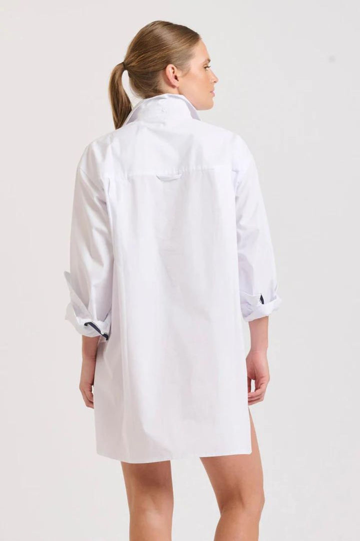 Shirty | The Boyfriend Shirt | White / Navy Trim