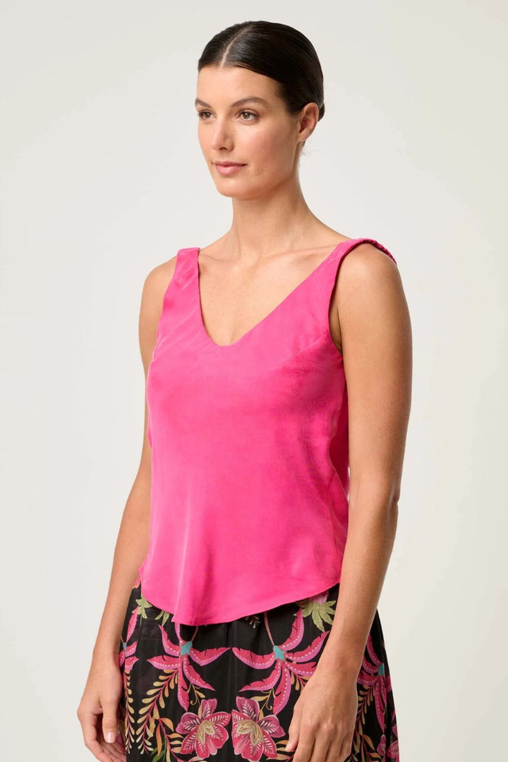 Once Was | Delray Reversible Cupro Cami | Celosia Pink