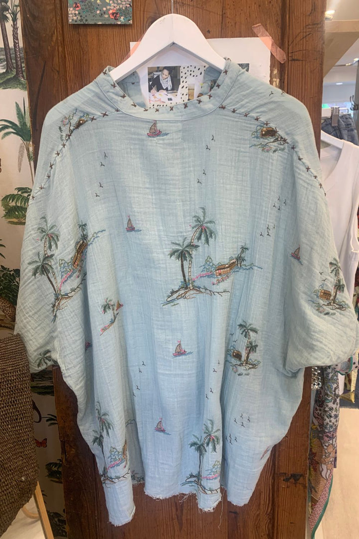 Mandalay Designs | Yas Palms Top | Powder Blue