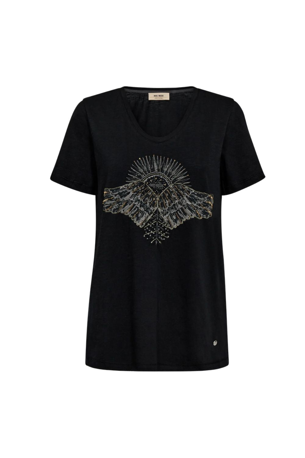 Mos Mosh | Nadine O-SS Deco Tee | Black - Dutch Hideout