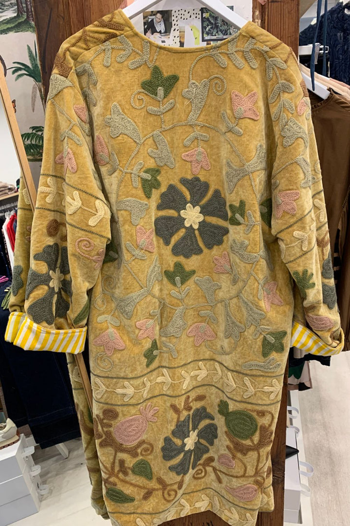 Mon Milou | Long Embroidered Velvet Jacket | Vama