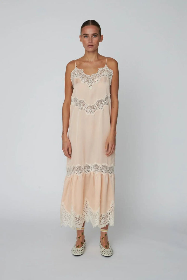 Stella Nova | Delicate Lace Slip Dress | Pale Pink