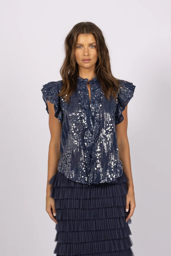 Joey the Label | Sequin Me Blouse | Indigo