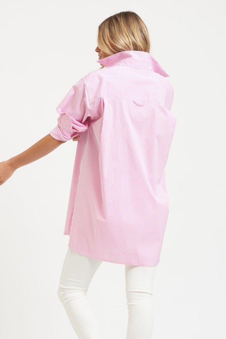 Shirty | The Boyfriend Oversized Shirt | Pink Skinny Stripe