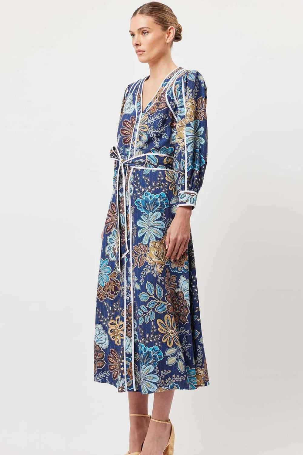 Once Was | Laguna Cotton Silk Coat Dress | Aztec Floral