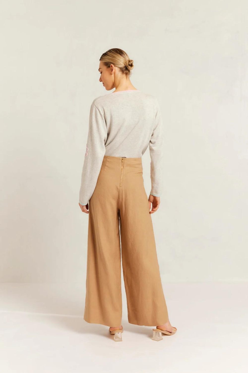 Alessandra | Atlas Linen Pant | Latte