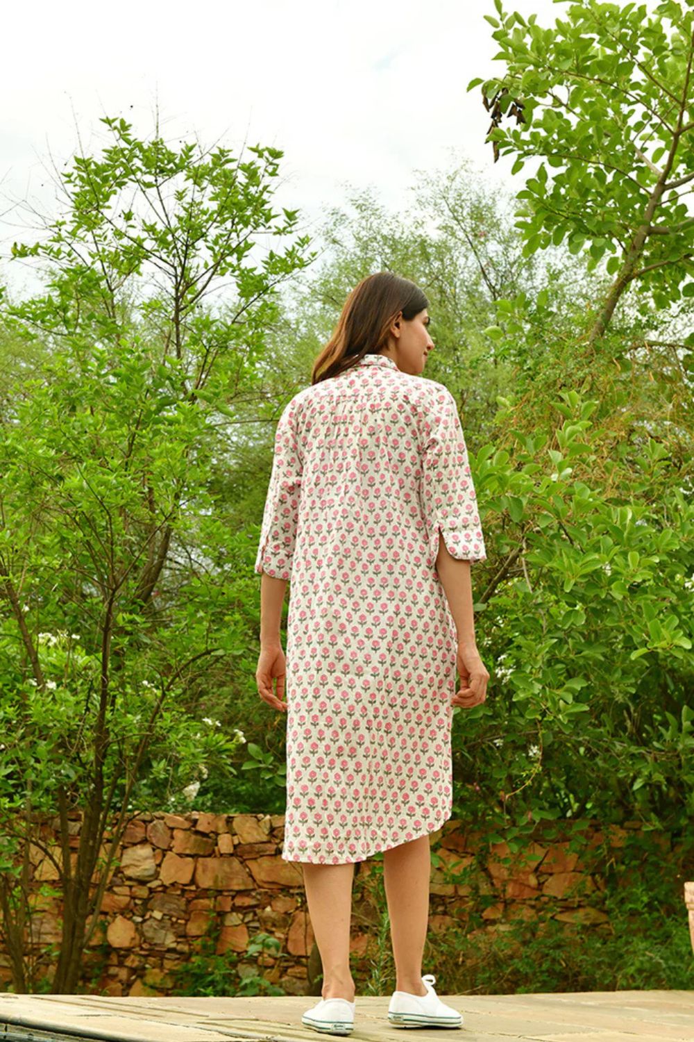 Mandalay Designs | Small Marigold Midi ShirtDress | White