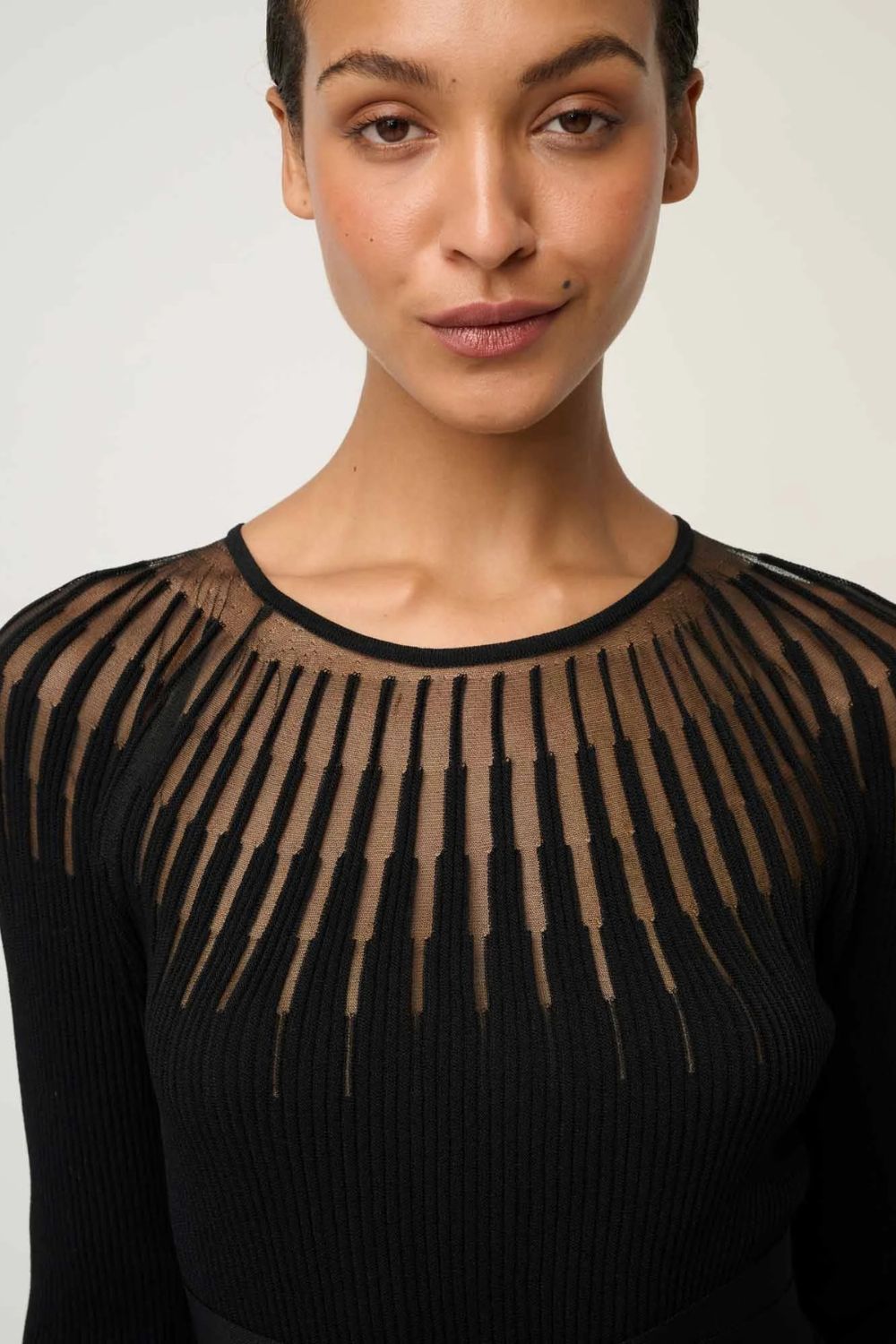 Once Was | Rhiannon Viscose Nylon Sheer Knit Dress | Black - Dutch Hideout