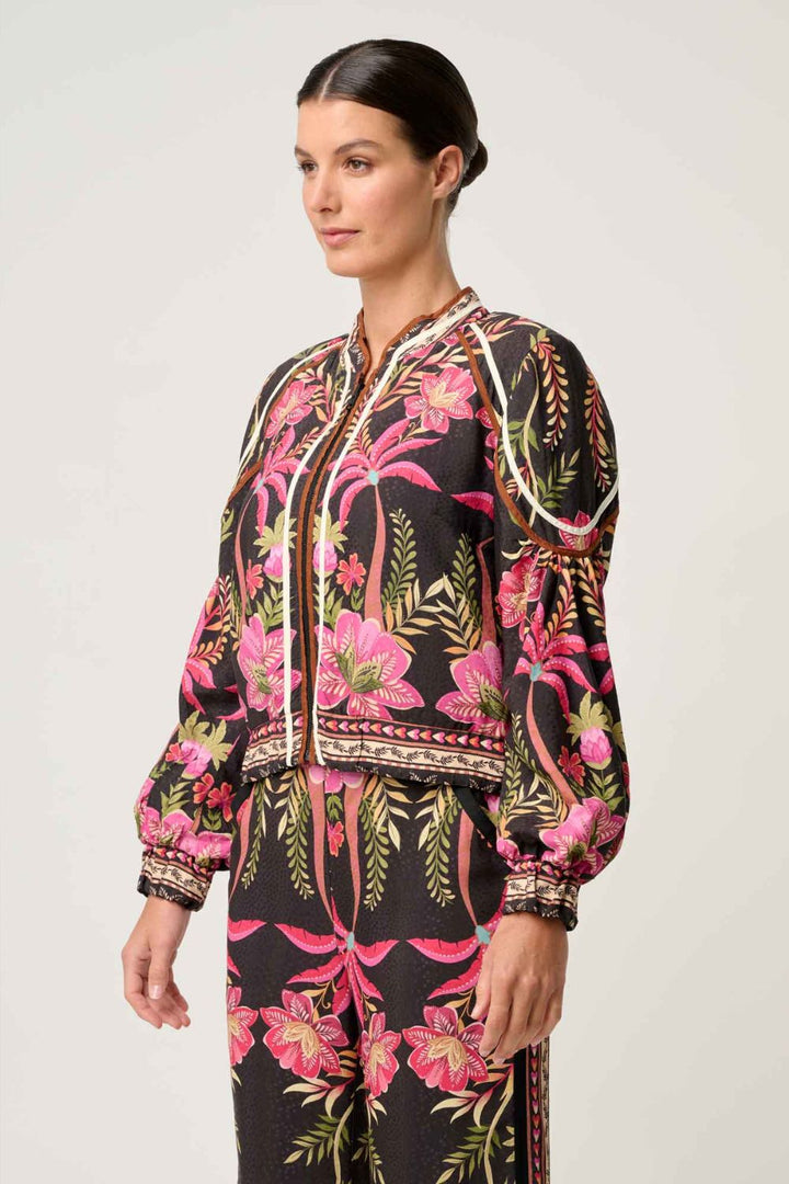 Once Was | Arabella Reversible Viscose Jacket | Anthos Lotos/Black