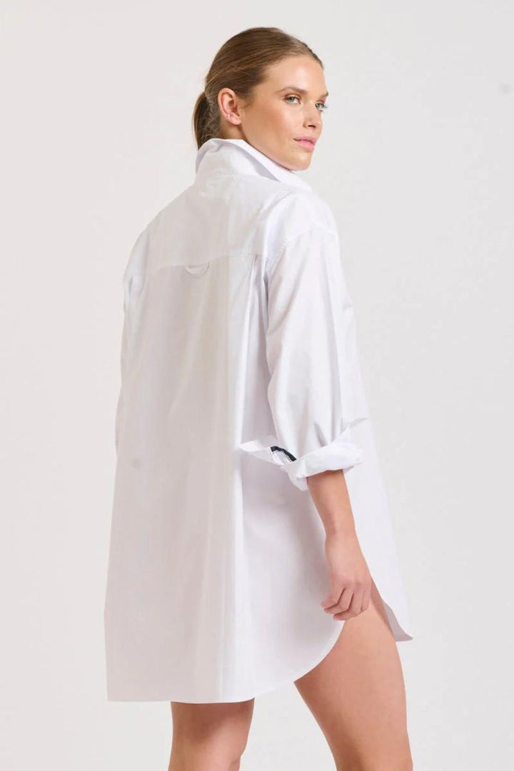 Shirty | The Boyfriend Shirt | White / Navy Trim