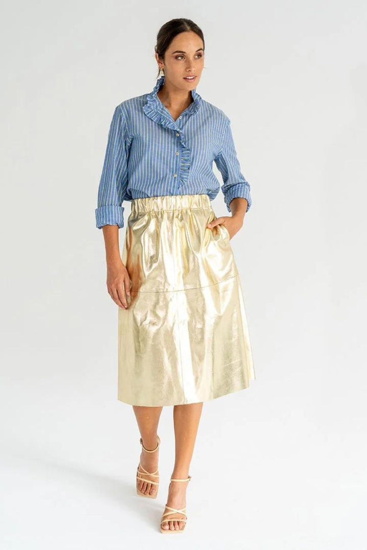 Arlington Milne | Lexi Vegan Leather Skirt | Gold