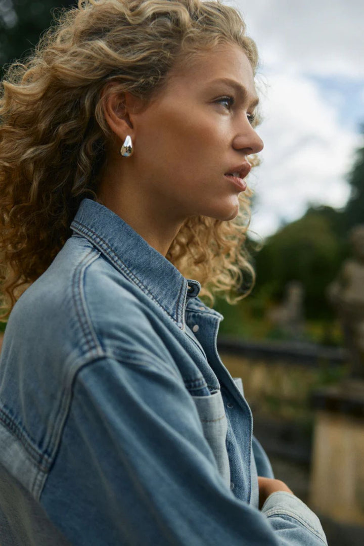 Mos Mosh I Lydia Block Shirt I Mid Blue