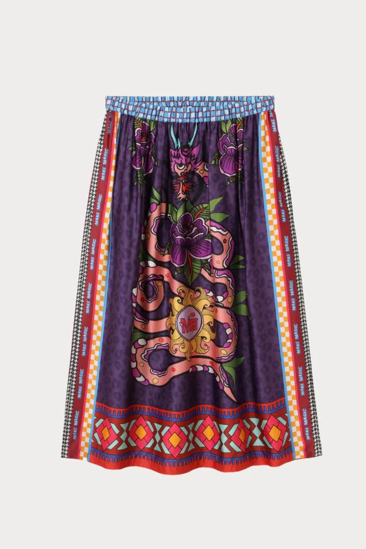 Me369 | Vanessa Printed Dragon Midi Skirt