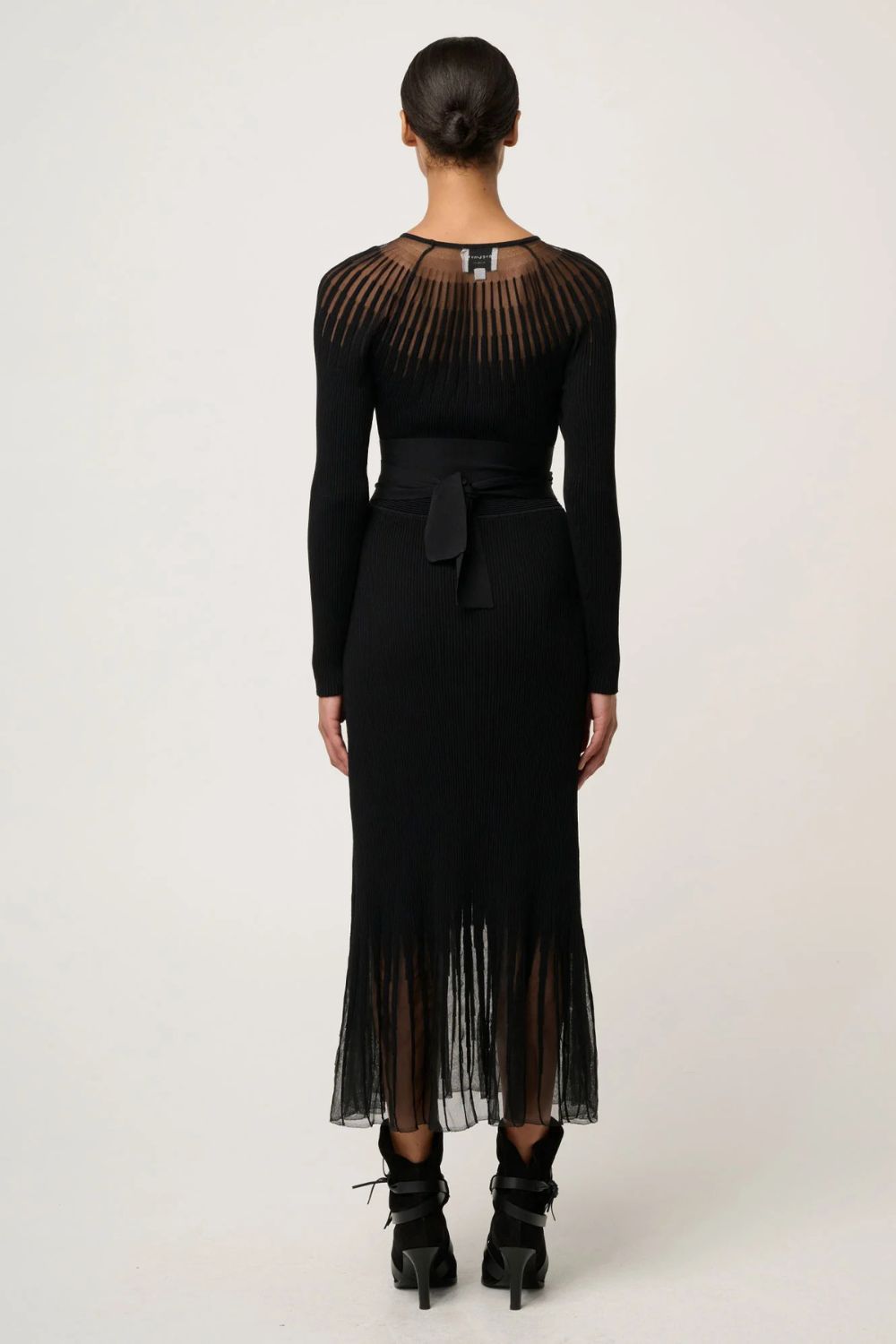 Once Was | Rhiannon Viscose Nylon Sheer Knit Dress | Black - Dutch Hideout