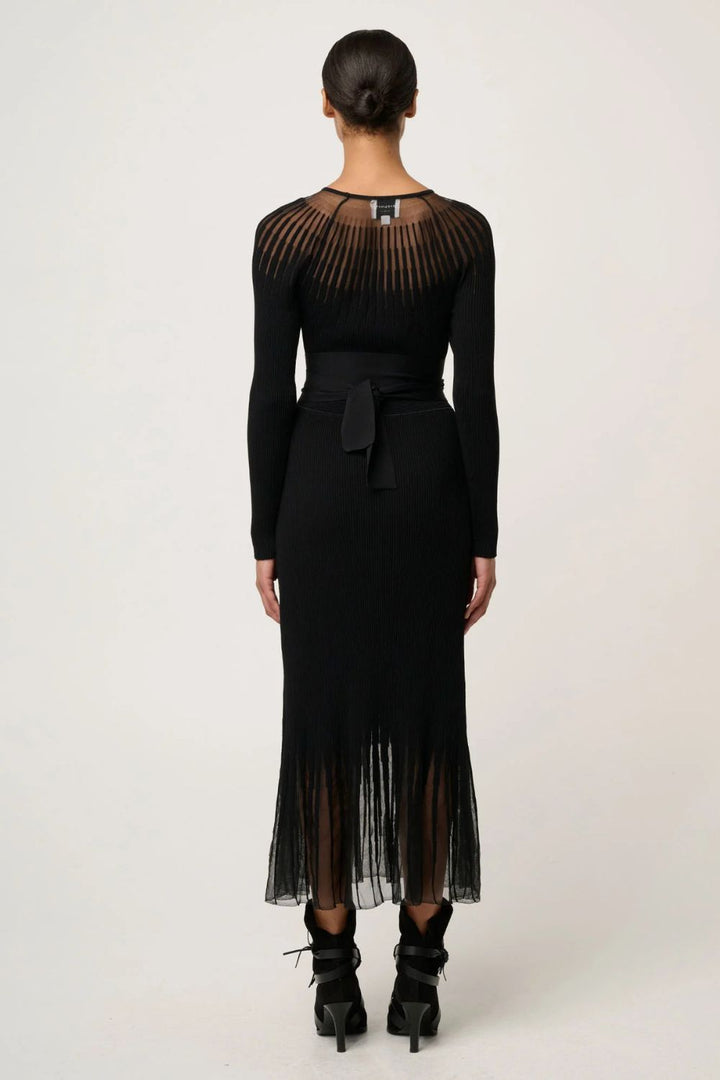 Once Was | Rhiannon Viscose Nylon Sheer Knit Dress | Black - Dutch Hideout