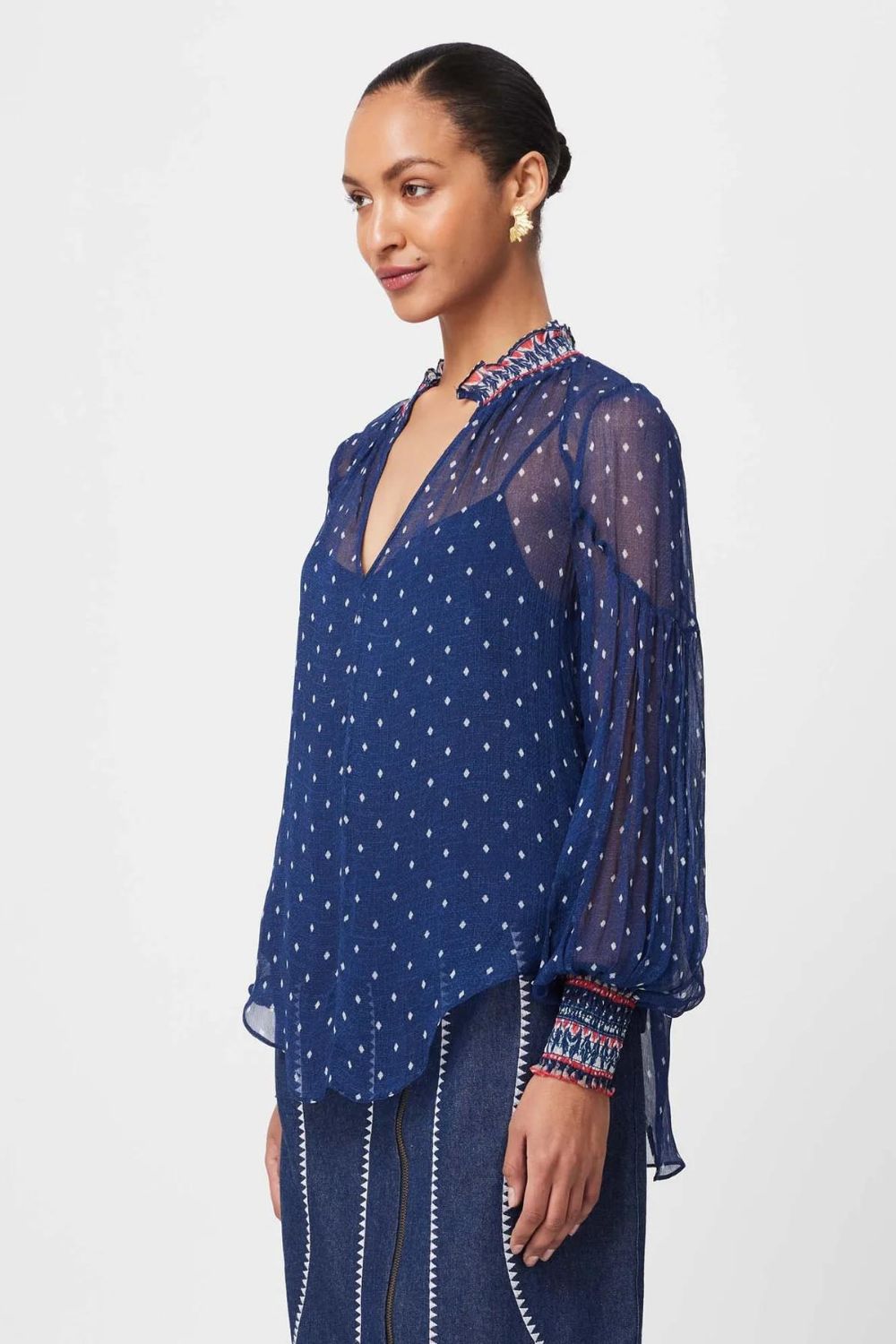 Once Was | Phoenix Viscose Chiffon Blouse | Lapis Spot