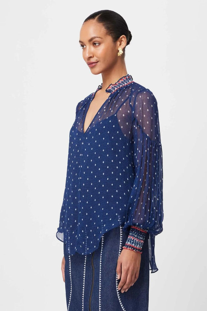 Once Was | Phoenix Viscose Chiffon Blouse | Lapis Spot