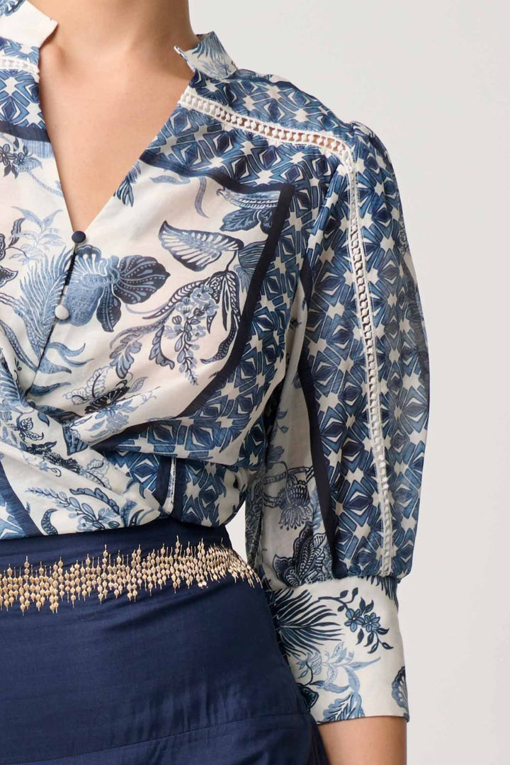 Once Was | Bijou Cotton Silk Shirt | Ink Fle' Print