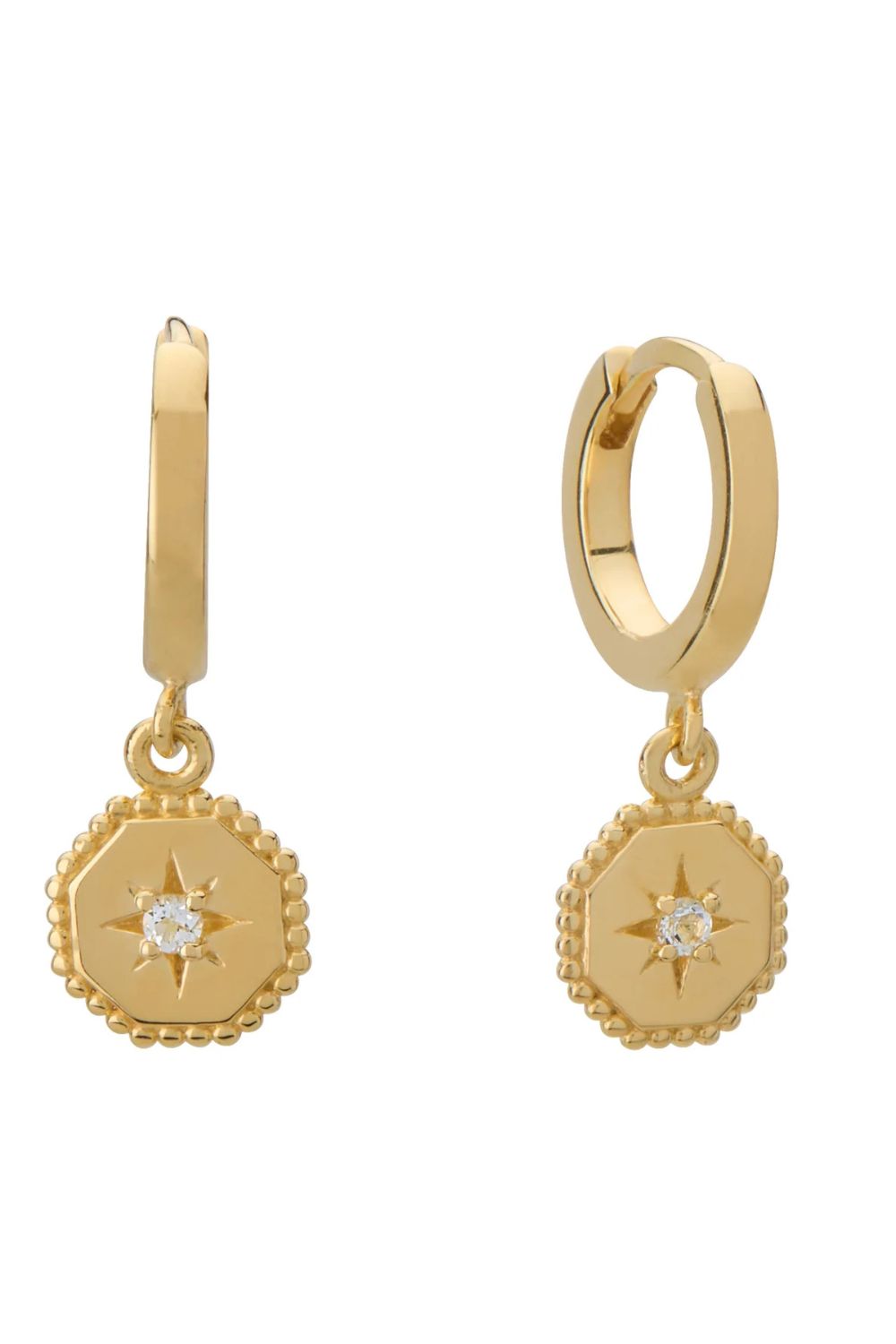 Murkani | Octagonal Drop Huggies | Yellow Gold Plated - Dutch Hideout