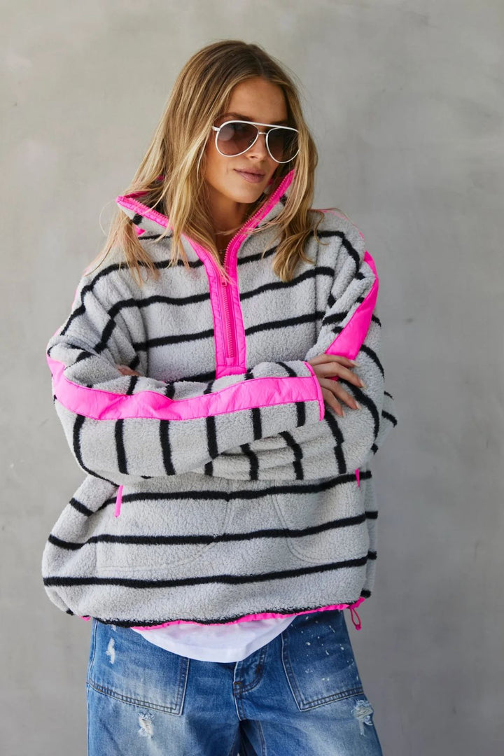 Hammill & Co | Pop Stripe Polar Fleece | Neon Pink - Dutch Hideout