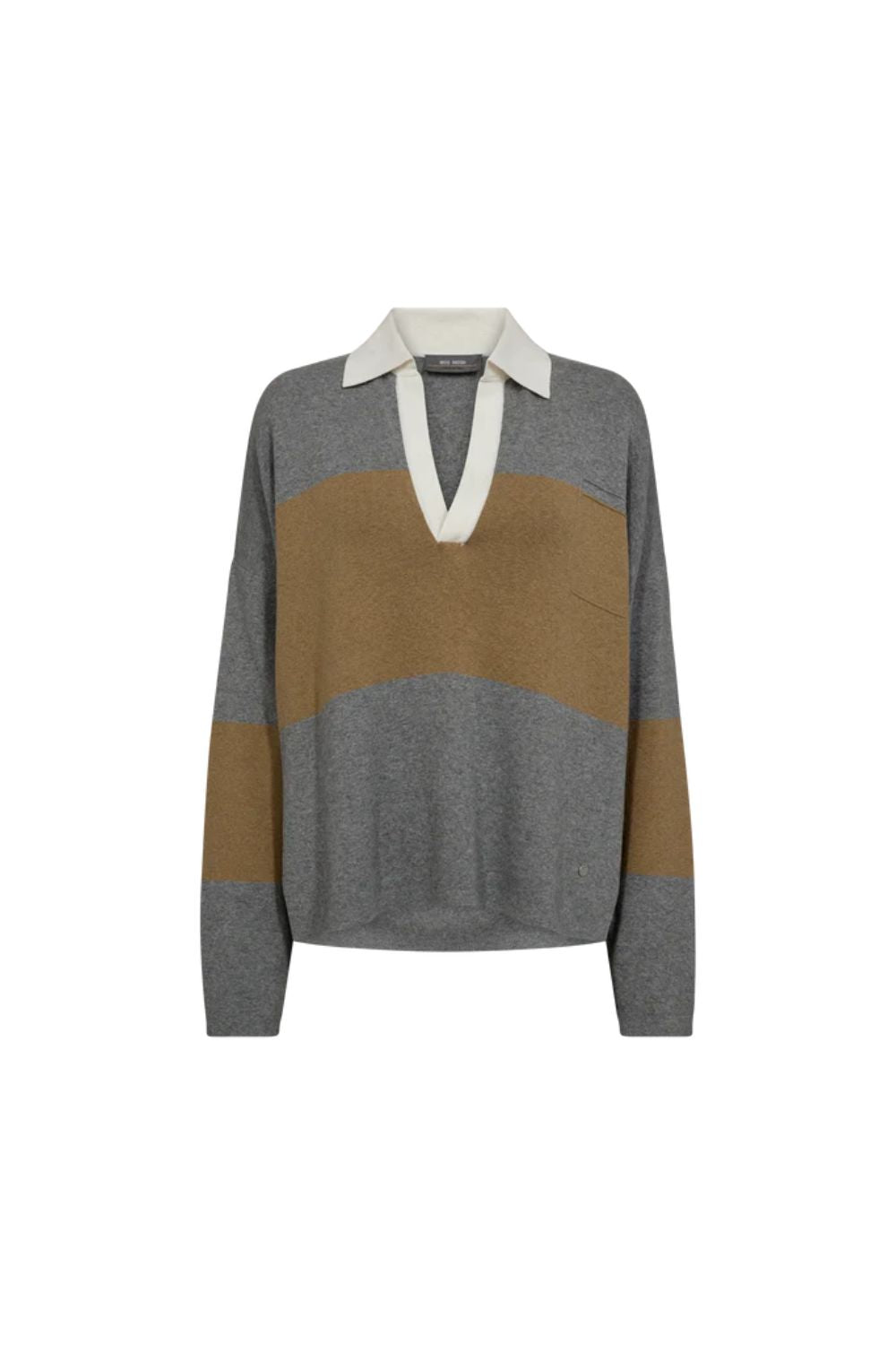 Mos Mosh | MMWylie Tani Bold Stripe Knit | True Camel - Dutch Hideout