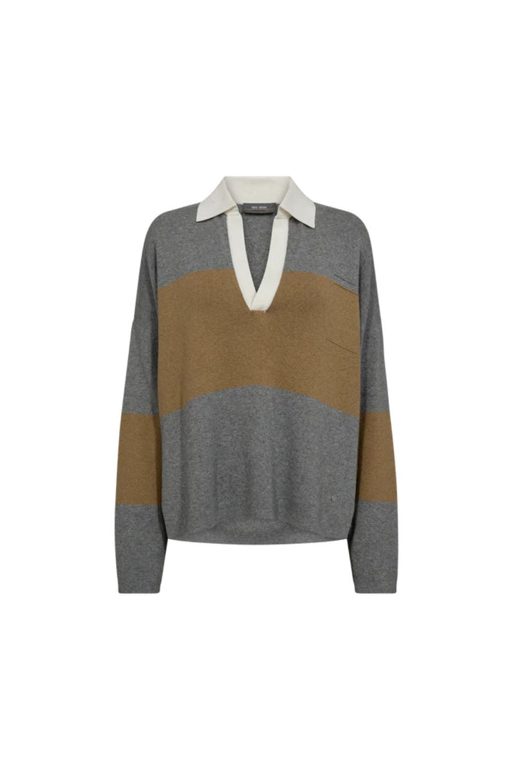Mos Mosh | MMWylie Tani Bold Stripe Knit | True Camel - Dutch Hideout