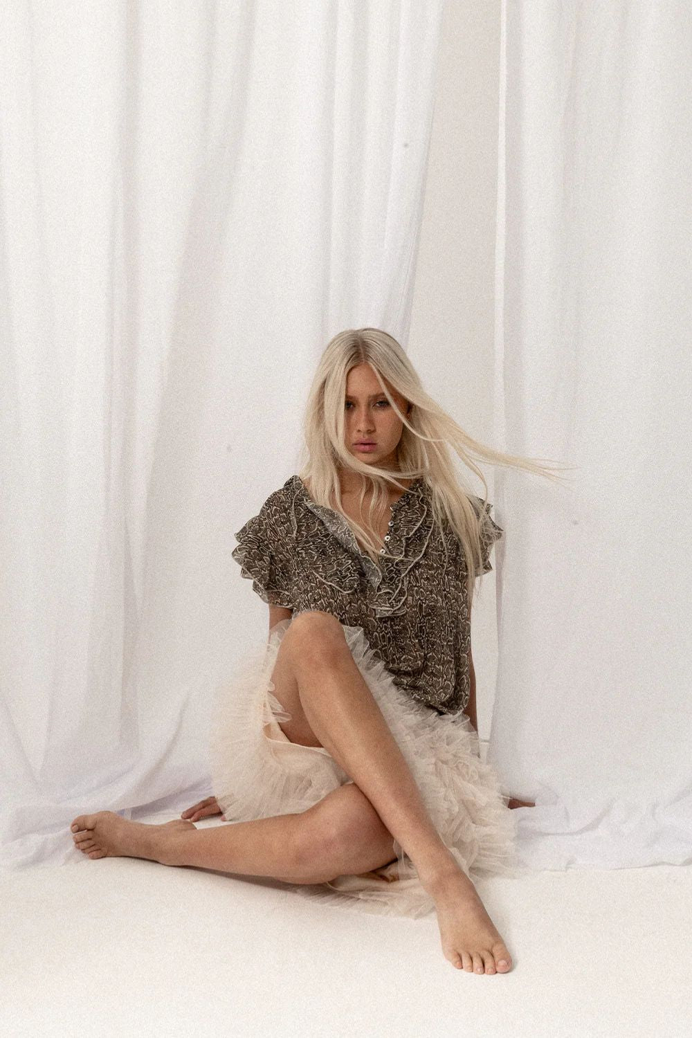 Joey the Label | SATC S/SLV Blouse | Snake Print / Toffee