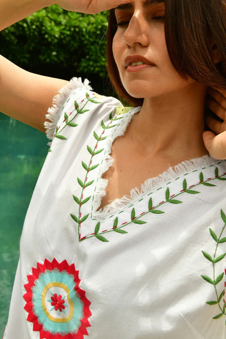 Mandalay Designs | Evelyn Gidget Maxi Dress | White Multi