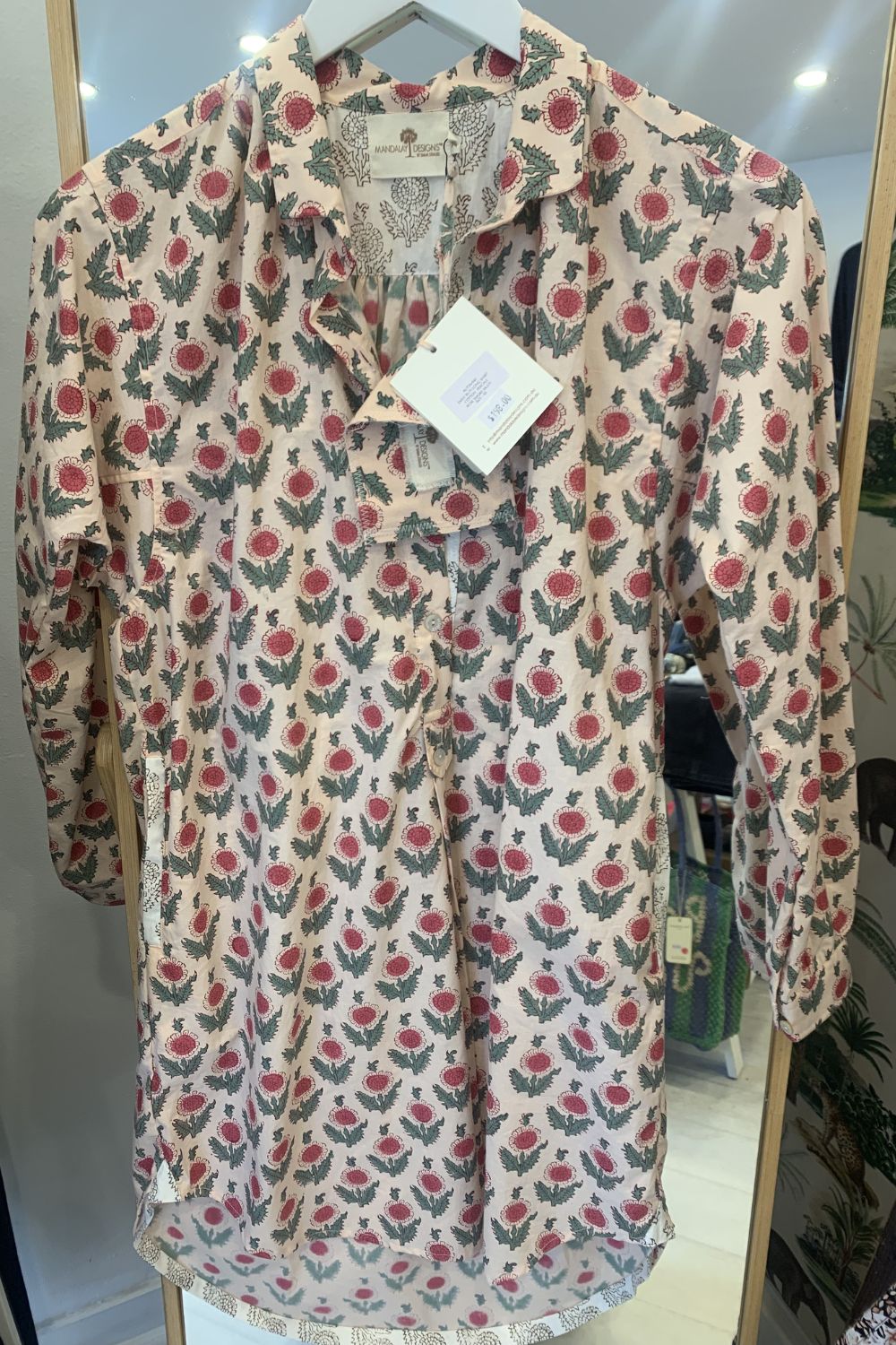Mandalay Designs | Emily Buti Long Shirt Cotton Percale | Rose Smoke Multi - Dutch Hideout