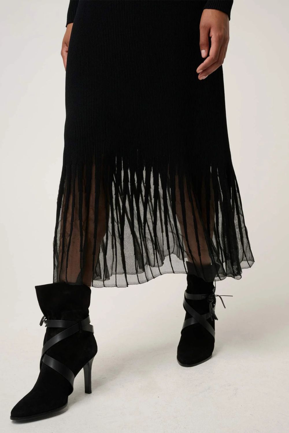 Once Was | Rhiannon Viscose Nylon Sheer Knit Dress | Black - Dutch Hideout