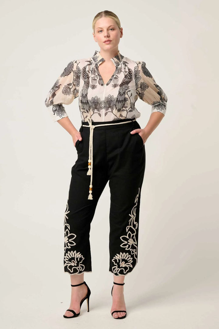 Once Was | Oleander Cotton Silk Shirred Blouse | Imperial Stone