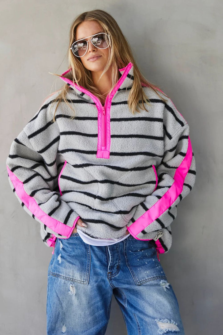 Hammill & Co | Pop Stripe Polar Fleece | Neon Pink - Dutch Hideout