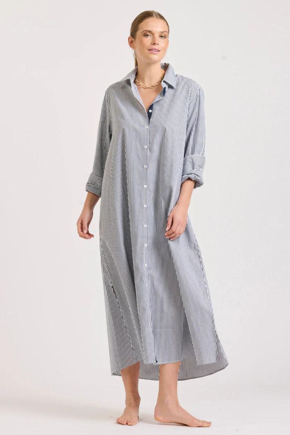 Shirty | The Pippa Oversized Longline Dress | Navy Stripe