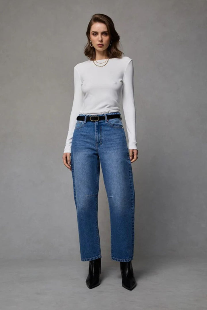 Dricoper | Dina Rodeo Blue Cropped Barrel Jeans