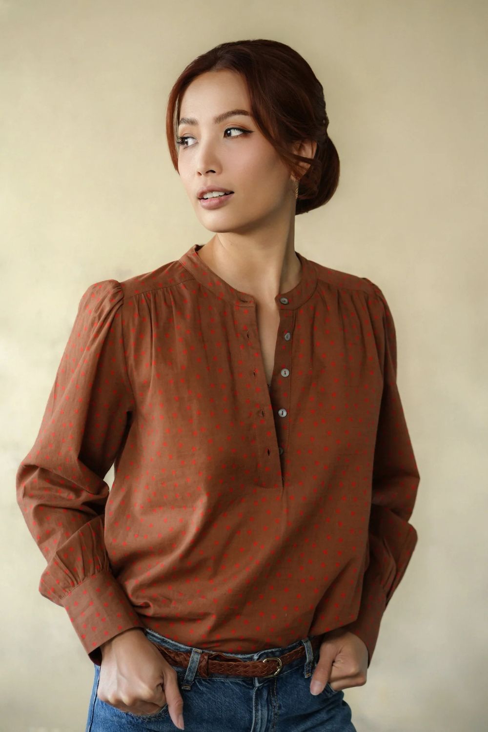 Marie Louise De Monterey | Heart Blouse | Chocolate / Red