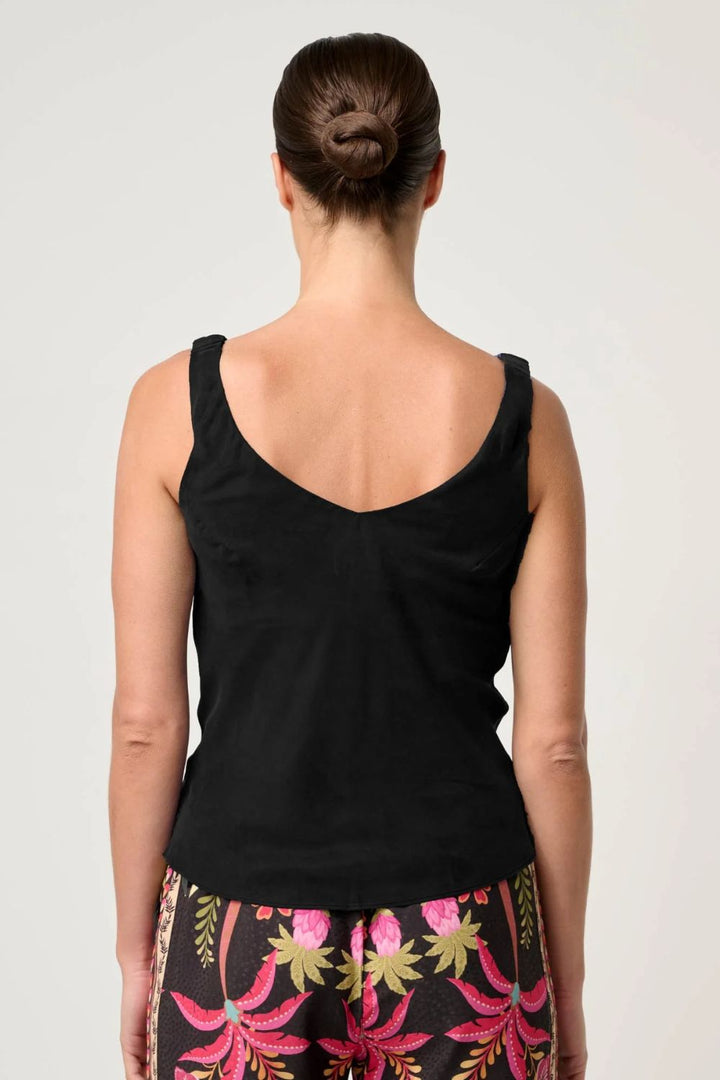 Once Was | Delray Reversible Cupro Cami | Black