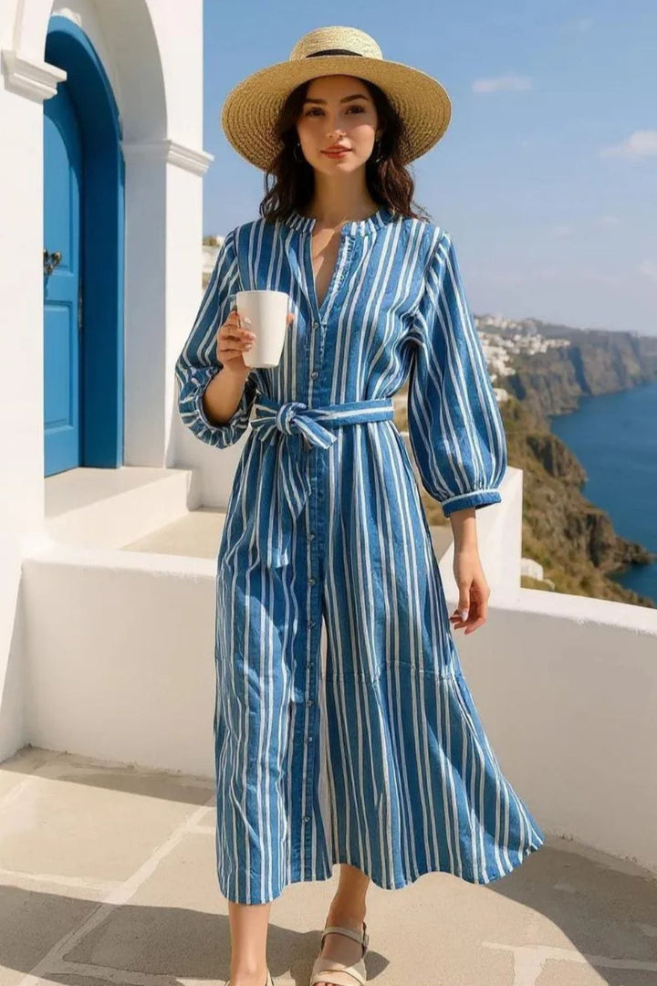 LOLA | Cirque Stripe Maxi Dress | Stripe Cornflower