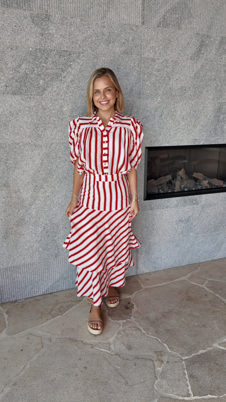 Luoni | Michelle Skirt | Red & White Stripe