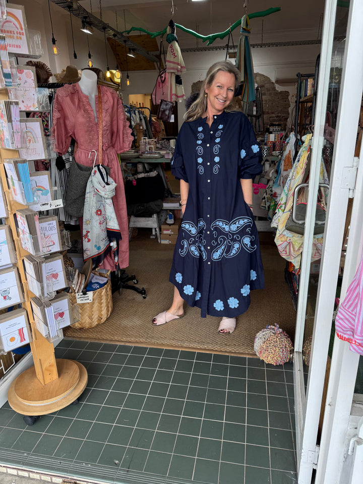 Mon Milou | Embroidered Dress | Navy