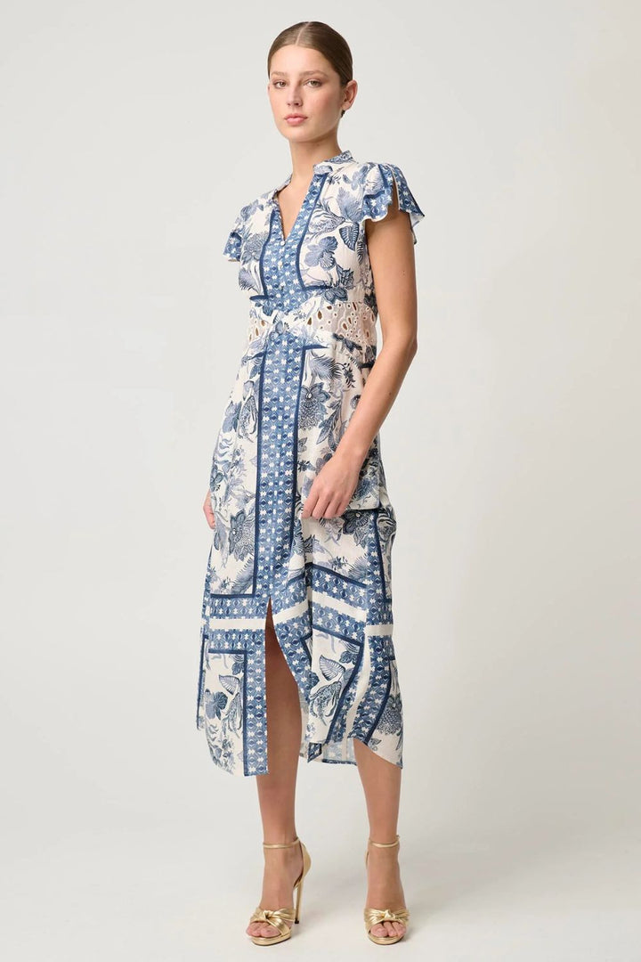 Once Was | Amoya Linen Viscose Dress | Ink Fle' Print