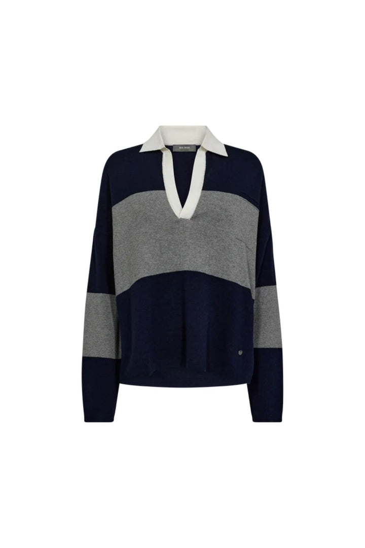Mos Mosh | MMWylie Tani Bold Stripe Knit | Maritime Blue - Dutch Hideout