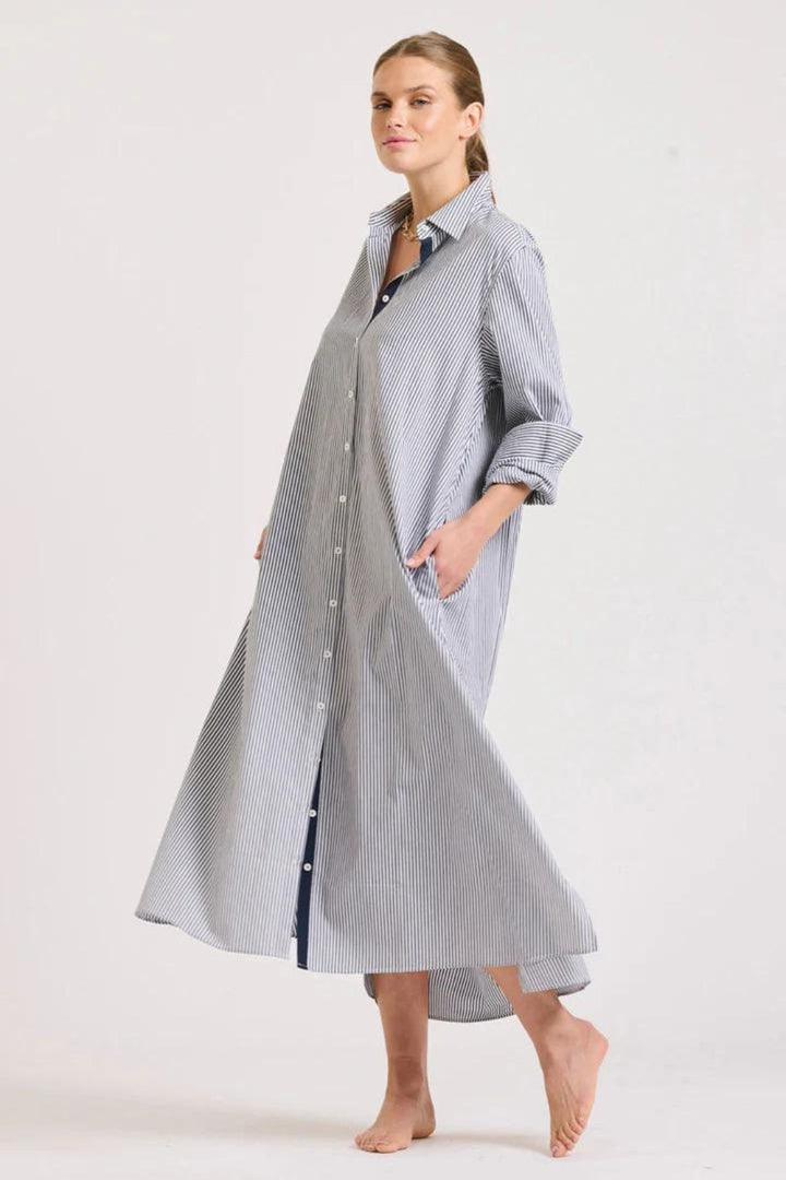 Shirty | The Pippa Oversized Longline Dress | Navy Stripe