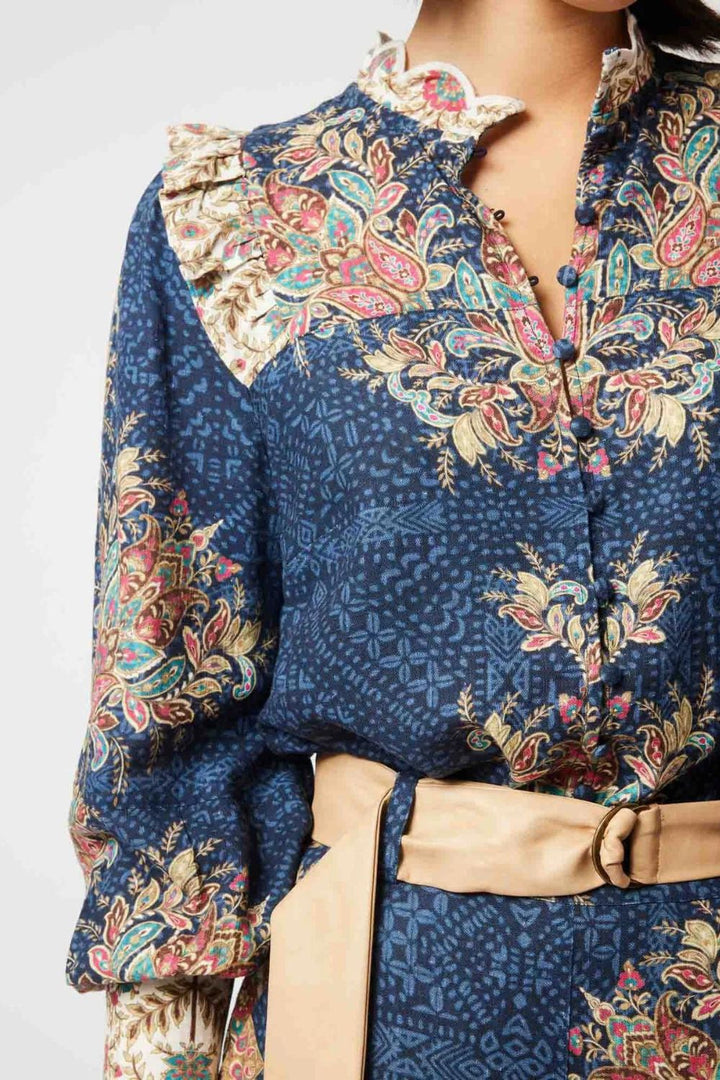 Once Was | Imperial Linen Viscose  Shirt| Oriental Print