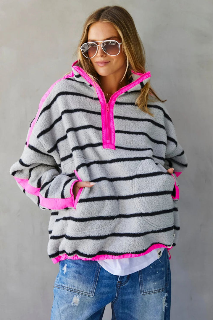 Hammill & Co | Pop Stripe Polar Fleece | Neon Pink - Dutch Hideout